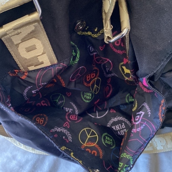 Black & gold VS Pink Messenger bag satin & canvas - Picture 9 of 16